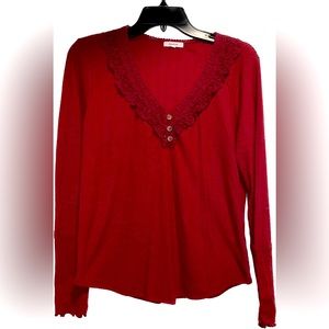 Red Long Sleeved Blouse